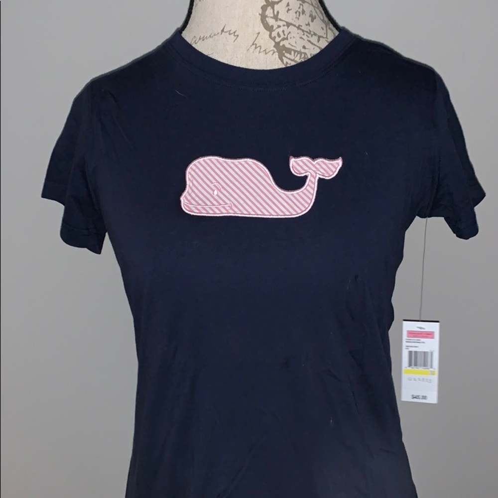 Vineyard Vines Navy Seersucker Whale Tee